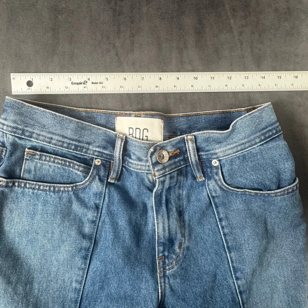 BDG Jeans Mens 30/30 Blue Dad Slim Tapered Fit Seamed Raw Hem Denim